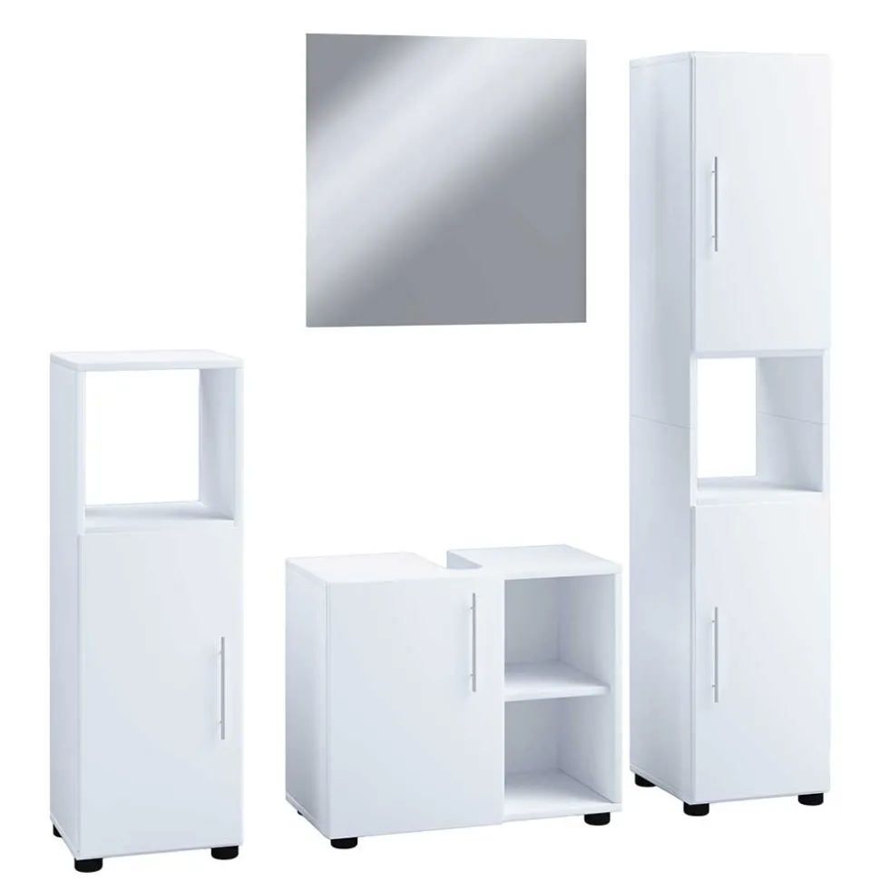 Weiße Badmöbel Kombination Set - Sua (vierteilig)