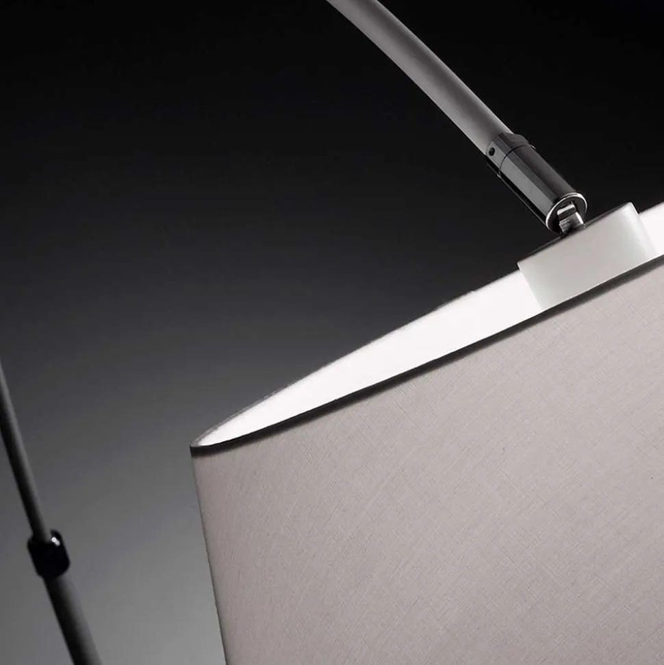 Weiße Bogenlampe mit Stoffschirm - Valnut
