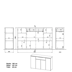 Weiße Büromöbel Kombination - Sparkle (vierteilig)