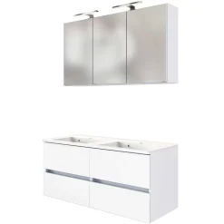 Weiße Doppelwaschplatz Kombi - Vandan (zweiteilig)