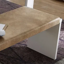 Weiße Esstisch Bank mit Sitzkissen - Connassa