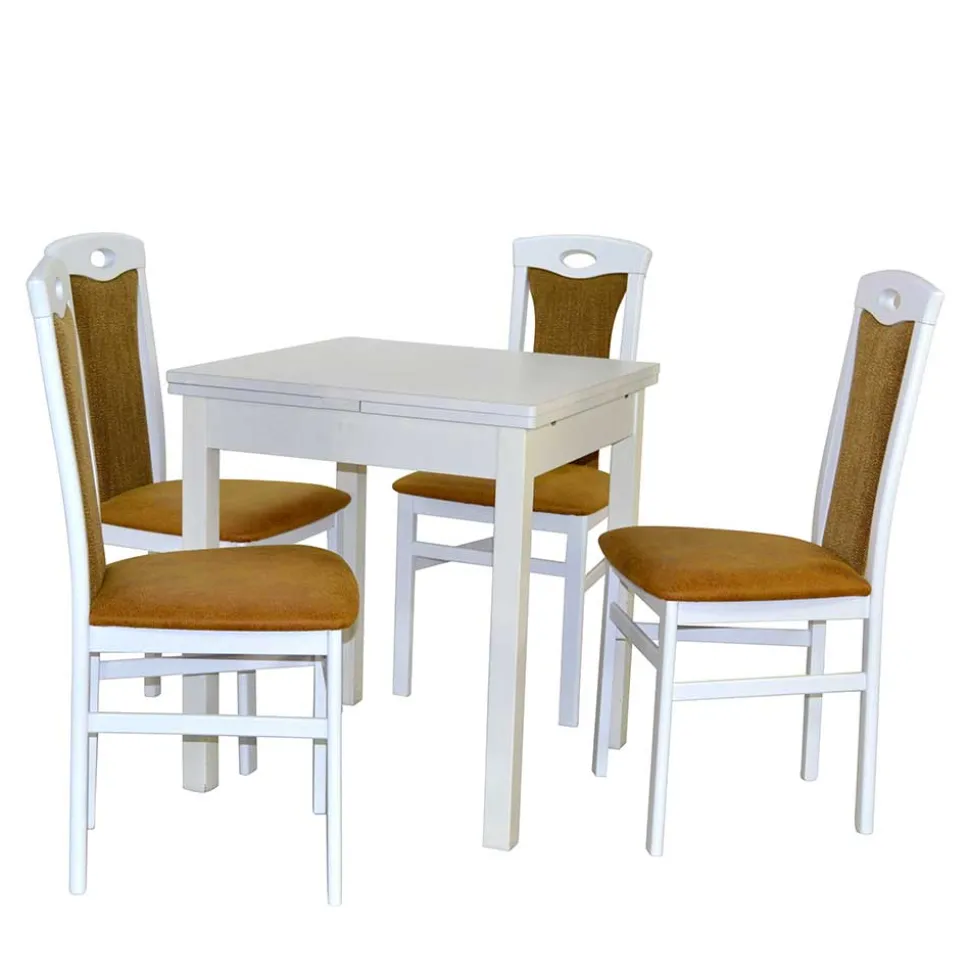 Weiße Esszimmergruppe für 4 Personen - Calasso (fünfteilig)