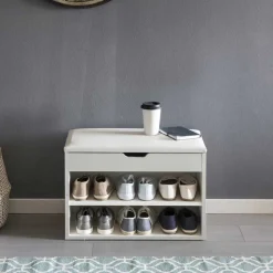 Weiße Flur Bank mit Schuhregal Guaran & Stauraum