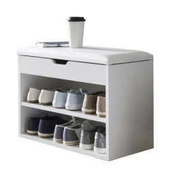 Weiße Flur Bank mit Schuhregal Guaran & Stauraum