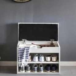 Weiße Flur Bank mit Schuhregal Guaran & Stauraum