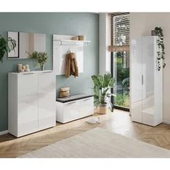 Weiße Flureinrichtung mit Glasbeschichtung - Kofi (fünfteilig)