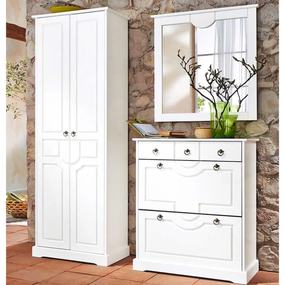 Weiße Flurmöbel im Landhausstil - Vesrav (dreiteilig)