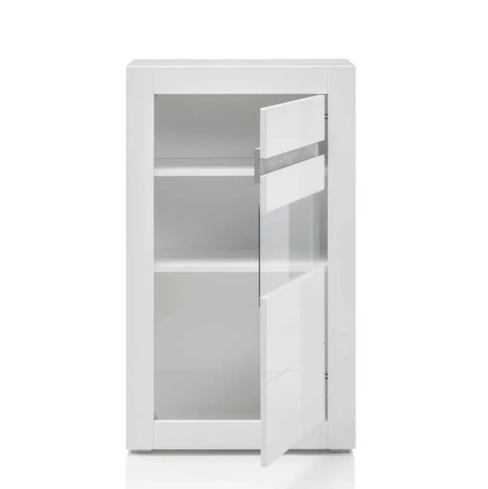 Weiße Hochglanzmöbel für das Wohnzimmer Mextra optional mit LED (vierteilig)