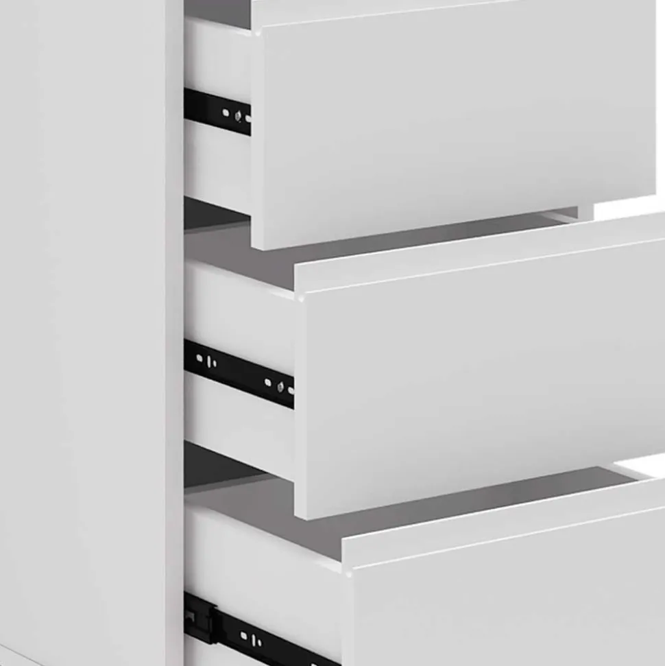 Weiße Hochkommode mit Spiegel aufklappbar - Ricks