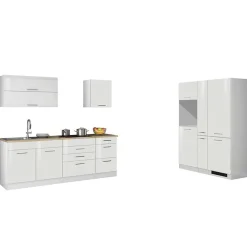 Weiße Küchenzeile ohne Elektrogeräte - Cuneo (neunteilig)