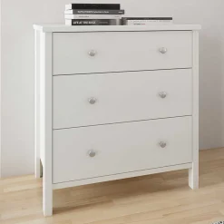 Weiße MDF Kommode mit drei Schubladen - Herusia