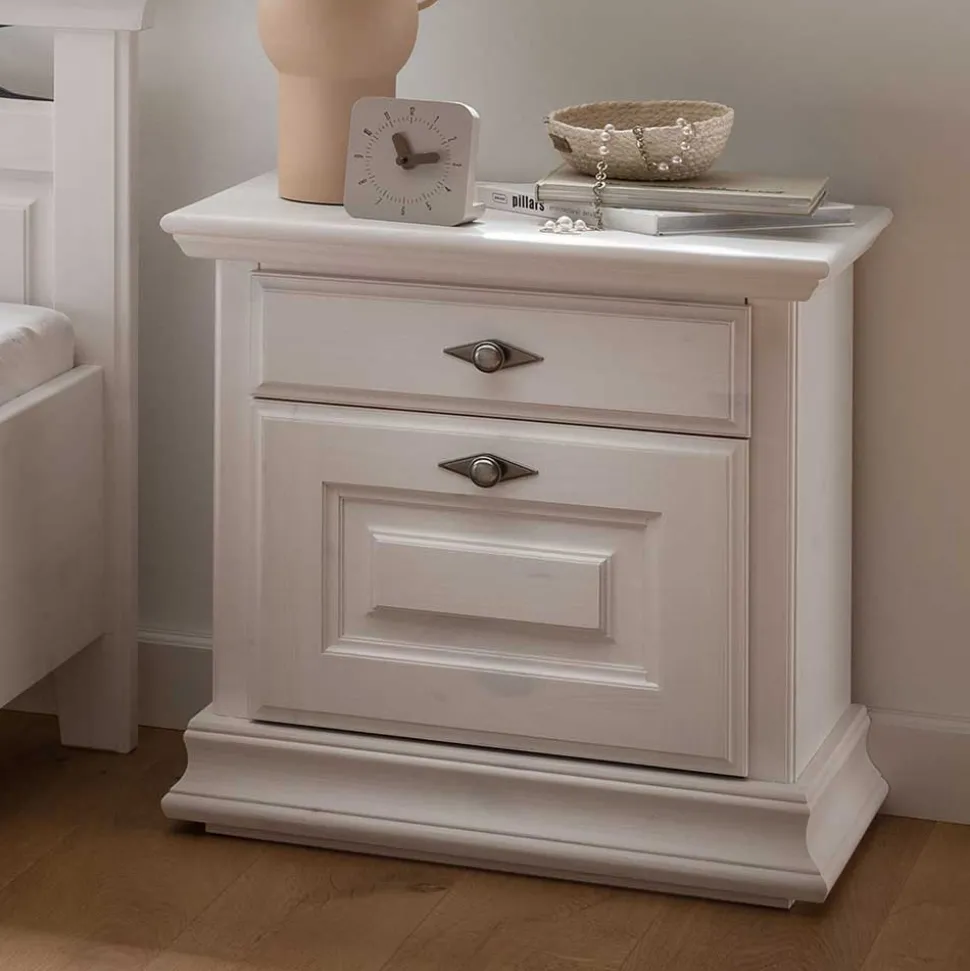 Weiße Nachtkommode im Country Style - Beato