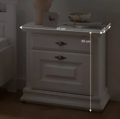 Weiße Nachtkommode im Country Style - Beato