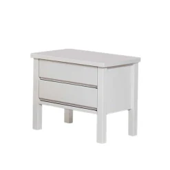 Weiße Nachtkommode mit 2 Schubladen Vanilla aus Buche massiv