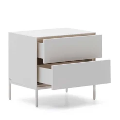 Weiße Nachtkommode mit zwei Schubladen - Dresconio