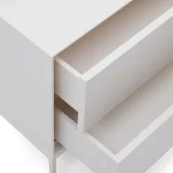 Weiße Nachtkommode mit zwei Schubladen - Dresconio