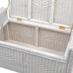 Weiße Rattan Truhe - auch zum Sitzen - Ravencos