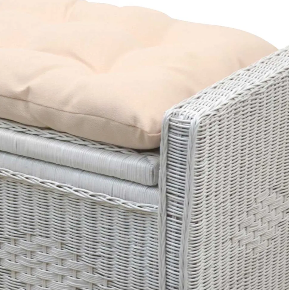 Weiße Rattan Truhe - auch zum Sitzen - Ravencos