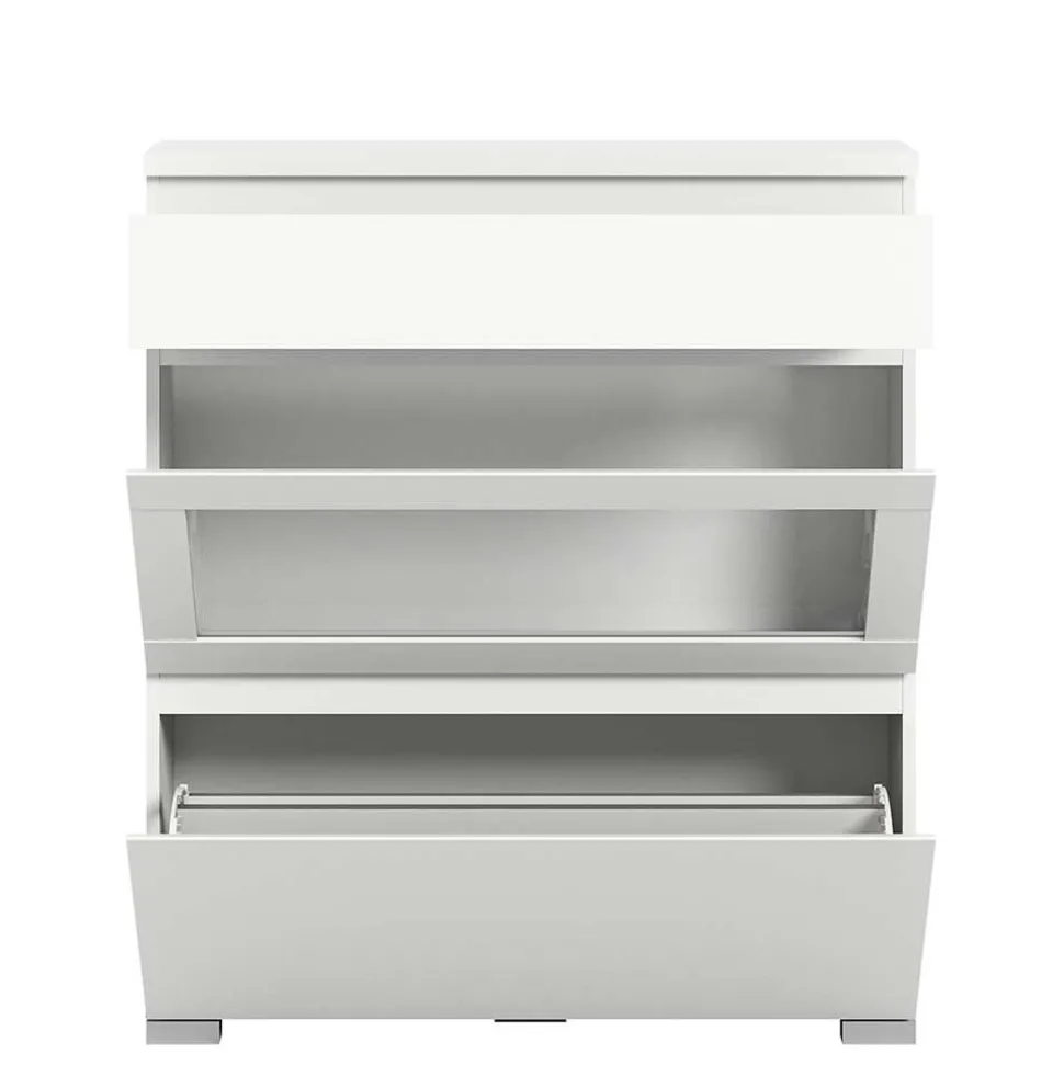 Weiße Schuhkommode mit Schublade & Schuhklappe - Dany