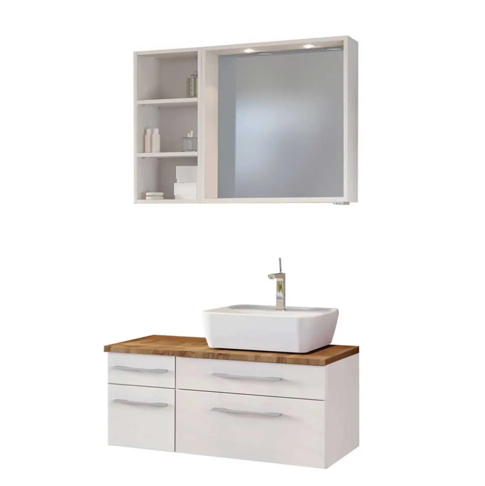 Weiße Waschtisch Möbel komplett - Enwicos (dreiteilig)