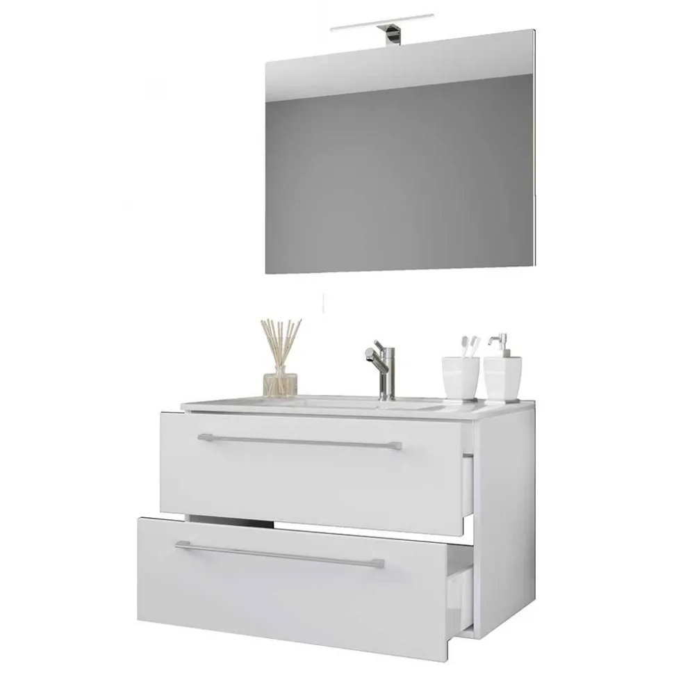 Weiße Waschtischkonsole & Spiegel - Ipsum (zweiteilig)