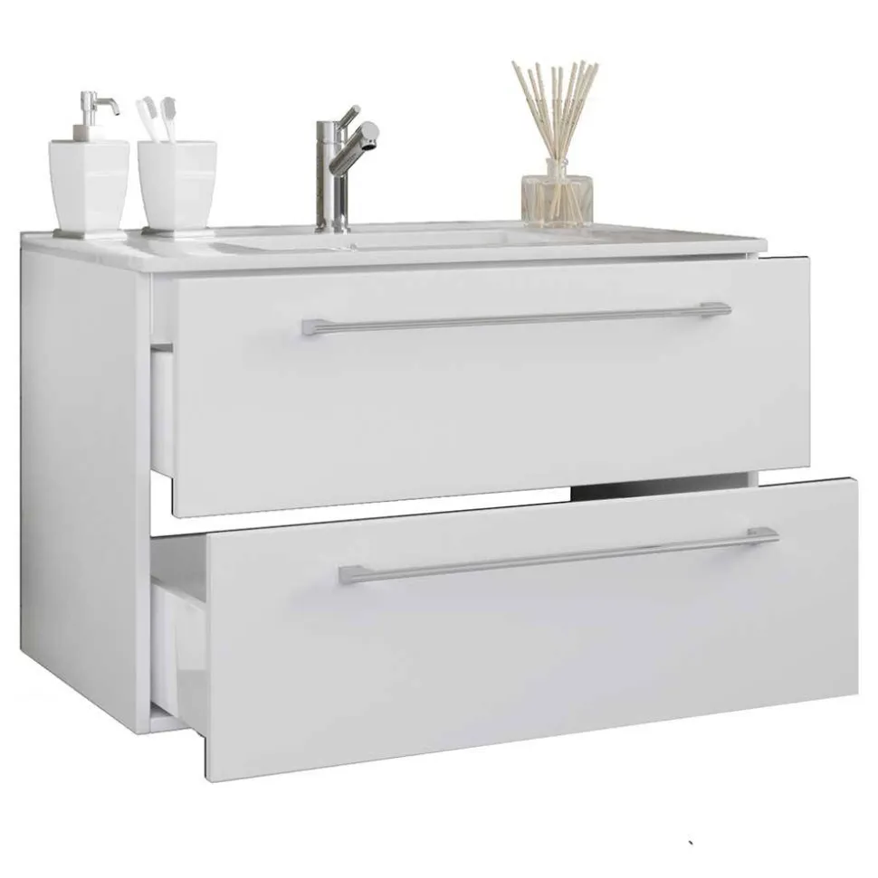 Weiße Waschtischkonsole & Spiegel - Ipsum (zweiteilig)