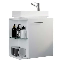 Weiße Waschtischkonsole mit zwei Fächern & Tür - Ziovarica