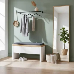 Weiße Wohnraum Bank mit Schubladen - Nusenia