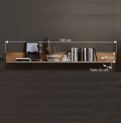 Weiße Wohnwand Lisepio mit Eichen-Elementen (vierteilig)