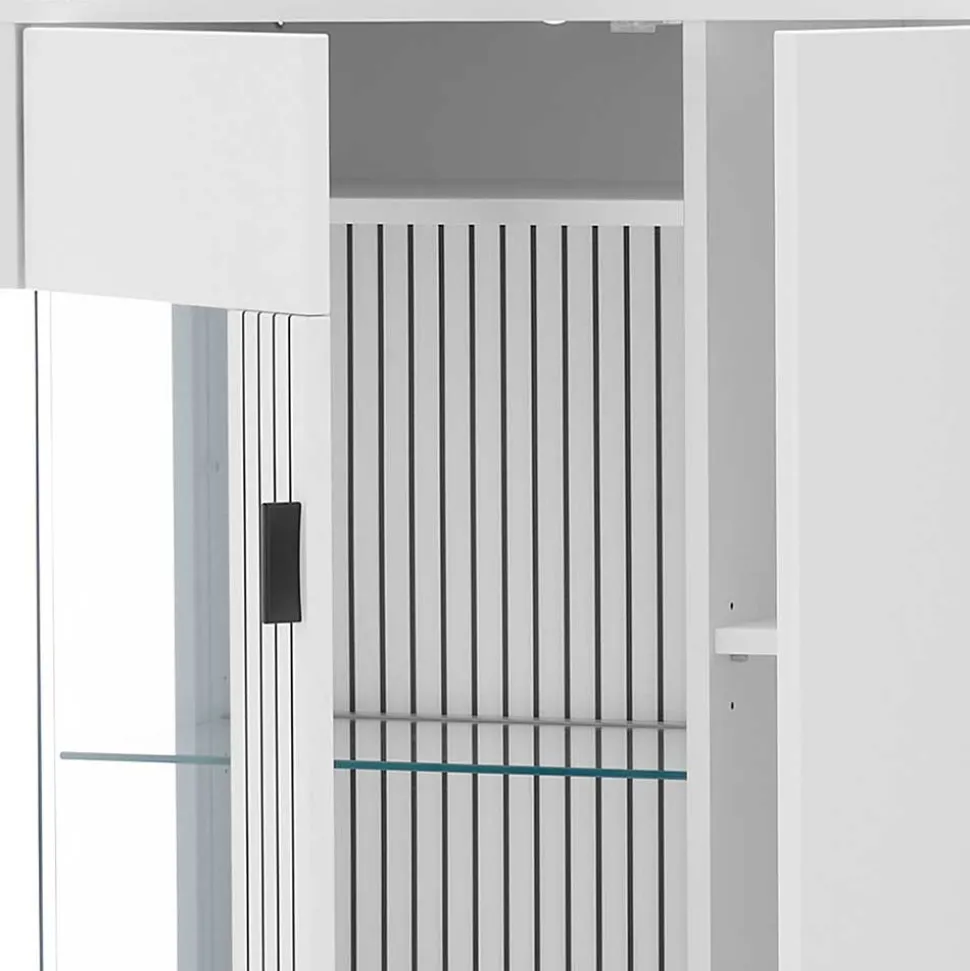 Weiße Wohnzimmerschränke & Wandboard im Set - Dualkos (vierteilig)