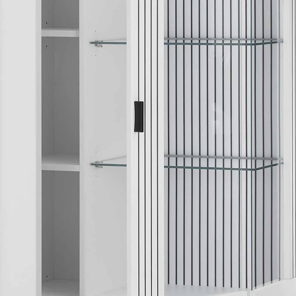 Weiße Wohnzimmerschränke & Wandboard im Set - Dualkos (vierteilig)