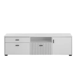 Weiße Wohnzimmerschränke & Wandboard im Set - Dualkos (vierteilig)