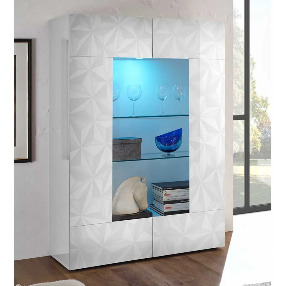 Weiße Wohnzimmervitrine in Hochglanz - Vovasoma