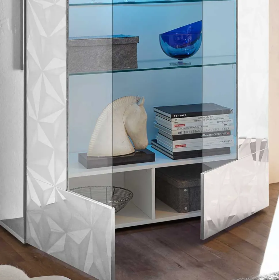 Weiße Wohnzimmervitrine in Hochglanz - Vovasoma