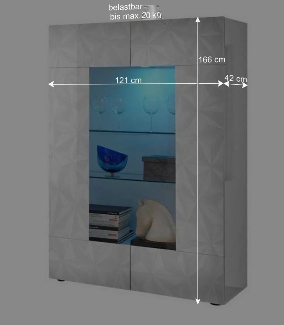 Weiße Wohnzimmervitrine in Hochglanz - Vovasoma