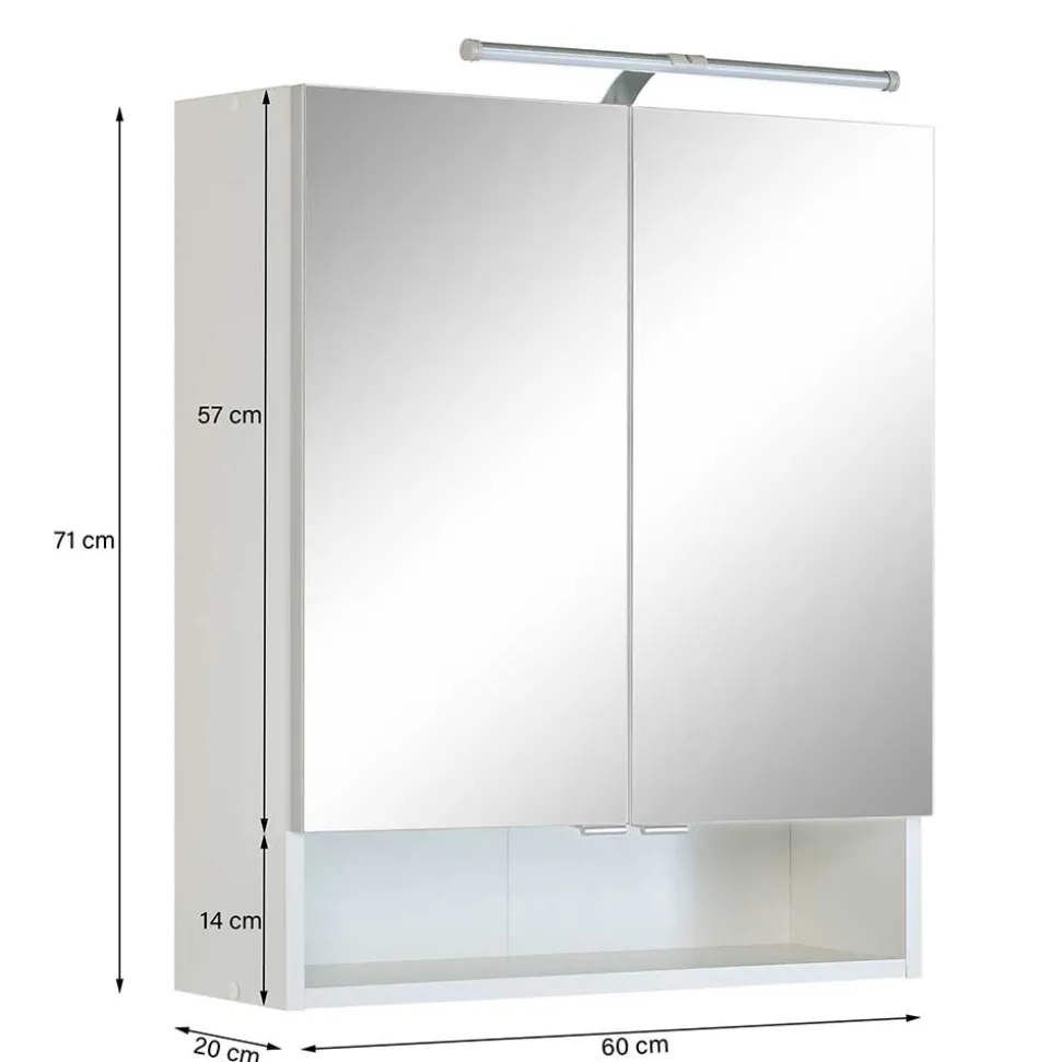 Weißer Bad Spiegelschrank mit Regalfach - Skiranov
