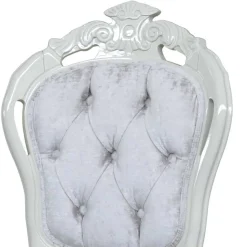 Weißer Barock Polsterstuhl aus Samt & Massivholz - Kubina