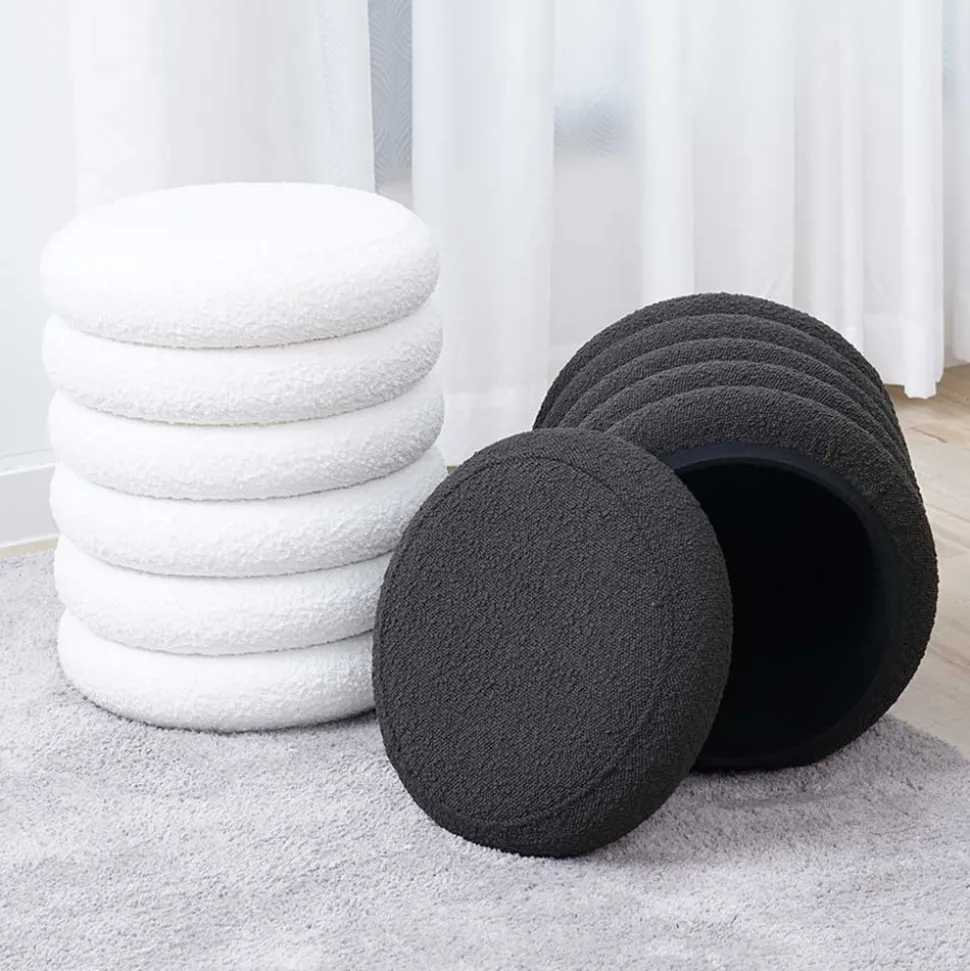 Weißer Boucle Hocker mit Stauraum - Francara