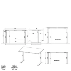 Weißer Bürotisch manuell höhenverstellbar - Sparkle
