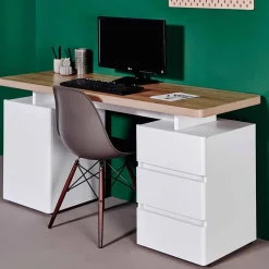 Weißer Computer-Schreibtisch Aragon mit viel Stauraum