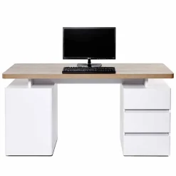 Weißer Computer-Schreibtisch Aragon mit viel Stauraum