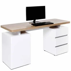 Weißer Computer-Schreibtisch Aragon mit viel Stauraum