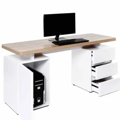 Weißer Computer-Schreibtisch Aragon mit viel Stauraum