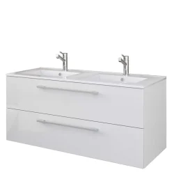 Weißer Doppel-Waschtisch für die Wandmontage - Matsu