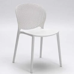 Weißer Gartenstuhl aus Kunststoff Fanovic stapelbar (4er Set)