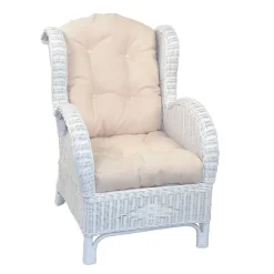 Weißer Geflechtsessel & Fußhocker - Ipolas (zweiteilig)