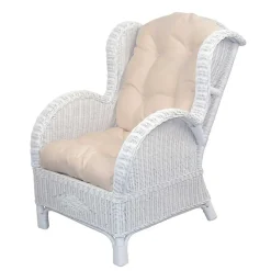Weißer Geflechtsessel & Fußhocker - Ipolas (zweiteilig)
