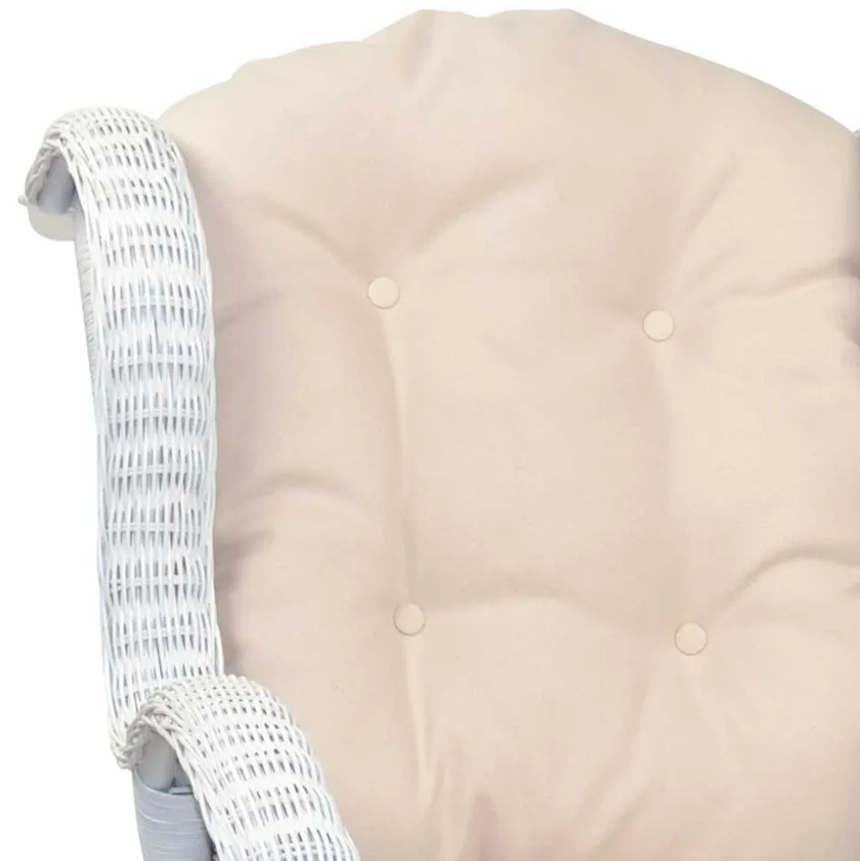 Weißer Geflechtsessel & Fußhocker - Ipolas (zweiteilig)