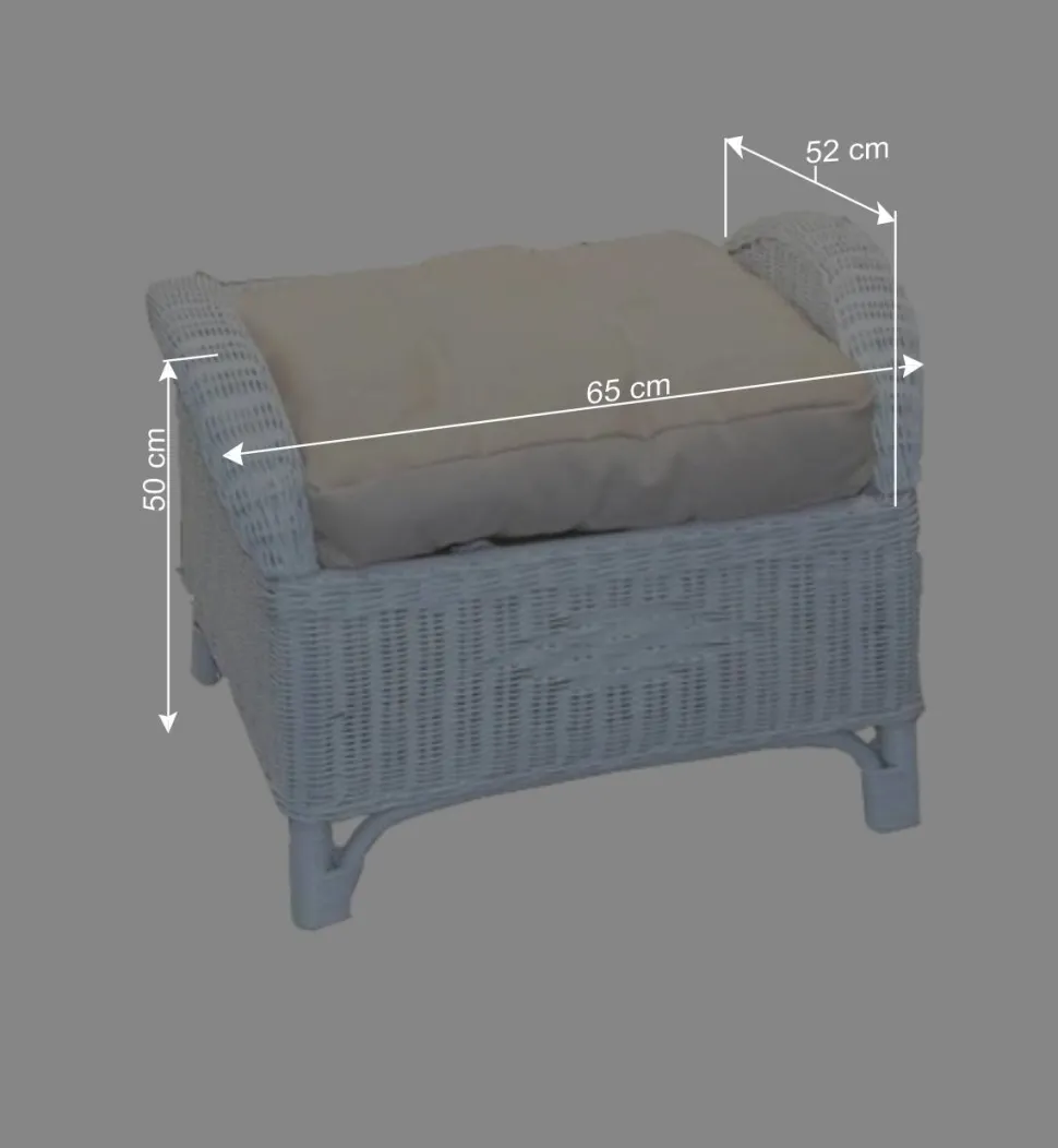 Weißer Geflechtsessel & Fußhocker - Ipolas (zweiteilig)