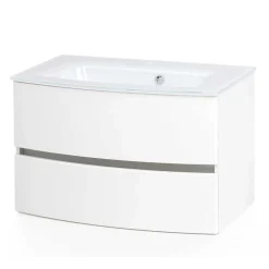 Weißer Hänge-Waschtisch mit zwei Schubladen - Mesciria